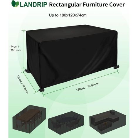 FOREHILL Housse de Table Jardin Rectangulaire Bâche de protection Imperméable, 420D Anti-UV Housse de Protection Salon Bache Table Exterieur, 180x120x74cm