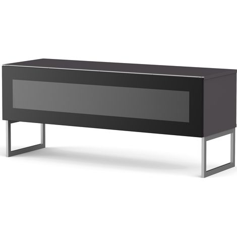 Meuble TV verre infrarouge et mélaminé gris Roma 120cm (1/5)