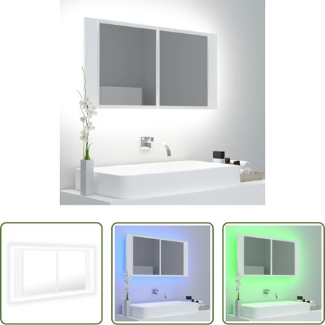 Miroir LED - Armoire salle de bain à miroir LED Blanc 90x12x45 cm Acrylique (1/5)