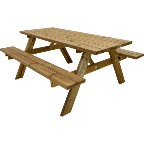 Axi Julie Table De Pique-Nique En Bois Marron Pour Max 6 Personnes -  177 X 154 Cm Set De Jardin Pour Adultes Au Design Classique