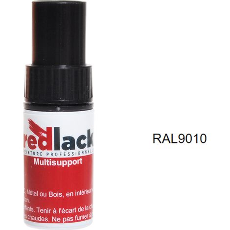 Flacone per ritocchi con pennello 9ml – RAL 9010 – Bianco puro – lucido – multisupporto – Redlack