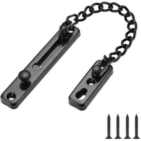 royaluxe-Serrure de Chaîne de Porte,Protège-porte de la Chaîne avec Serrure à Ressort anti-vol,Acier Inoxydable noir mat