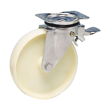 Roulette industrielle Pivotant avec frein Guitel Hervieu, Acier galvanisé, Ø 150mm, 400kg ( Prix pour 1 )