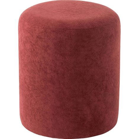 Pouf rond bordeaux en textile doux - bordeaux (1/5)