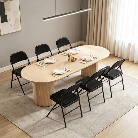 Sillas plegables de comedor, lote de 6, acero y poliéster, negras HAVRYA (1/5)