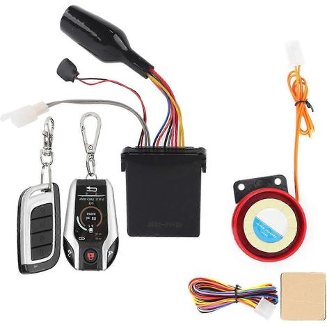 Sistema de seguridad impermeable con bocina de alarma remota bidireccional para motocicleta (105-125 dB) con arranque del motor. (1/5)
