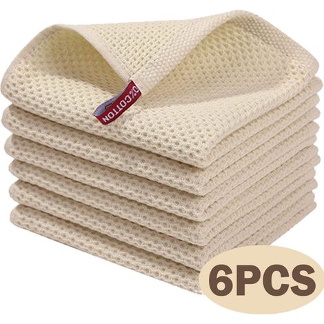 Chiffon De Cuisine - Torchon En Coton 100 % - Tissu À Nid D Abeille - 30 X 30 Cm - Lot De 6 (1/5)