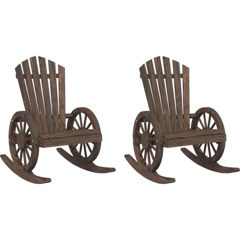 Lot de 2 Chaise de jardin,Chaises à bascule Adirondack bois de sapin massif CFW8792026 (1/5)