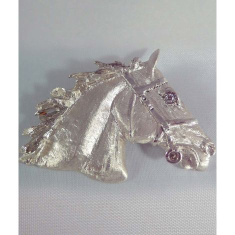 Pferdekopf-Anhänger mit Kopfteil, handgefertigt aus Sterlingsilber, komplett mit kostenlosem Halsband