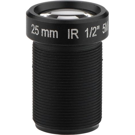 Objectif Fixe 25mm - 1 Pièce - Verre Optique - Résolution 5MP - Caméra IP M12 - Noir (1/5)
