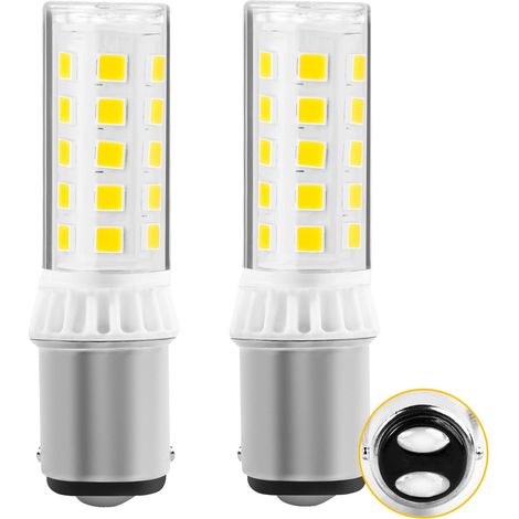 Lot de 2 B15D Machine à coudre Ampoule LED Type à enficher Convient pour aspirateur, ponceuse de sol, tambour de sèche-linge BA15D 9/16" Douille AC 220V-240V Blanc Chaud 3000K (1/5)