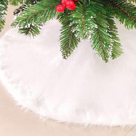 Randaco Tapis de Sapin de Noël/ Jupe de sapin de Noël en Peluche Neige Très Doux Décoration Noël - Blanc - Ø 78 cm (1/5)