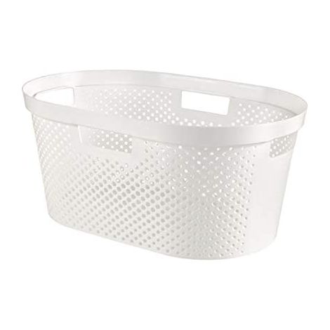 Curver Cesta Infinity 39L Dots, Composito, Bianco, 56,5x36x24,5 cm