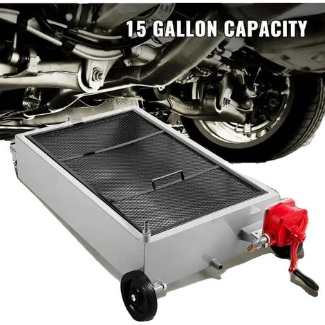 Bac de vidange d'huile, capacité de 15 gallons, pompe de vidange incluse, BLANC (1/2)