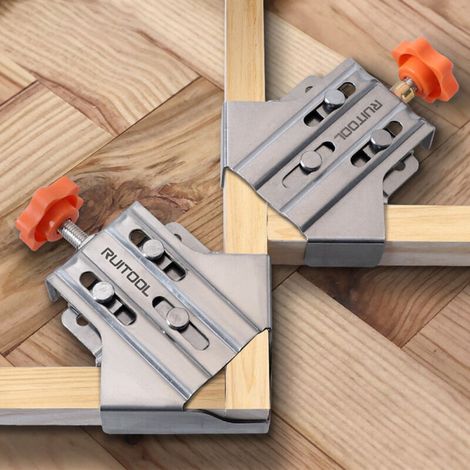 Serre-joint d'angle 90° en acier inoxydable – montage rapide panneaux bois – outil menuiserie professionnel (1/5)