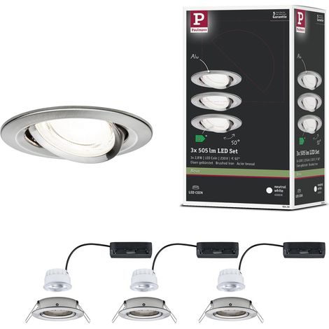 Spot encastré LED rond 84mm 50° 3x2,8W 3x505lm 230V 4000K Acier brossé (1/5)