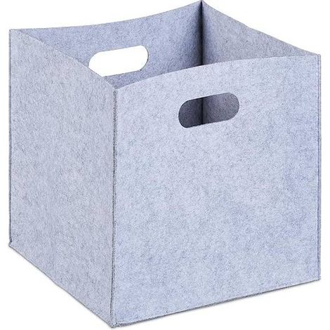 10 cestini in feltro, quadrati, 33x33x33 cm, pieghevoli, con due manici, cestini portaoggetti, cestini grigi (1/3)