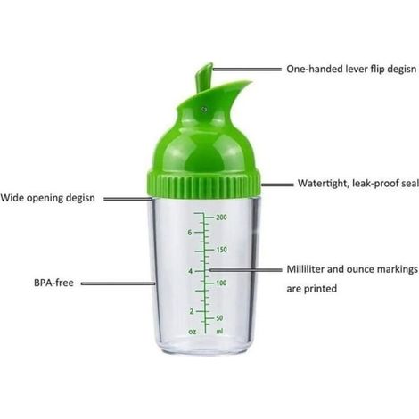 Shaker manuel universel 200 ml pour sauces et vinaigrette, récipient mélangeur pour salade étanche (1/3)