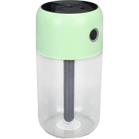 Mini humidificateur coloré et rafraîchissant avec veilleuse, idéal pour la voiture, le bureau, la chambre ou la maison. Ultra silencieux, capacité 300 ml, vert. (1/5)