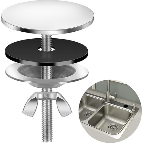 Bouchon de vidange pour évier, couvercle de trou de robinet en acier inoxydable, bouchon de vidange de 5 cm, étanche, bouchon de trou de robinet pour cuisine, bonne étanchéité, couvercle de trou de (1/5)