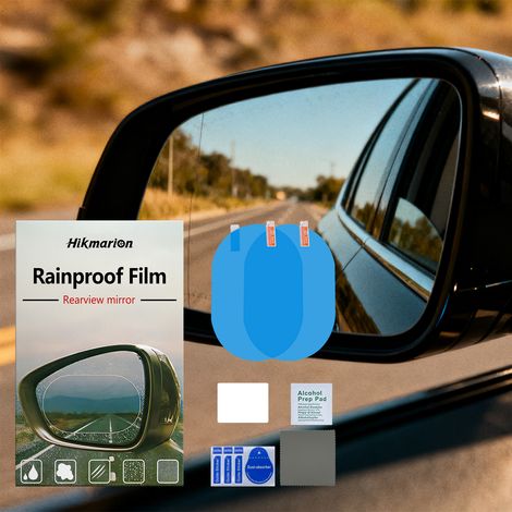 Regenschutzfolie für den Auto-Rückspiegel reduziert Wasseransammlungen auf der Spiegeloberfläche und sorgt so für klare Sicht bei Regenwetter – Regenschutzfolie: 2 Stück, Wattepad, Lappen, Klebepapier (1/5)