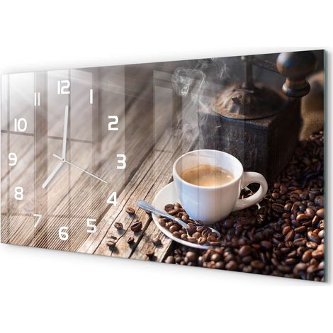 Grande Horloge Murale 60x30 cm Design Panoramique Verre Silencieux pour Salon Tasse de café (1/5)