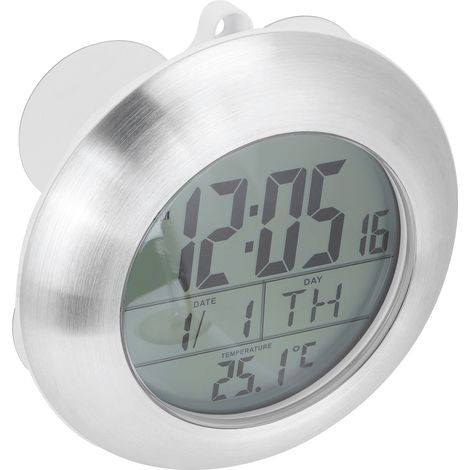 Tragbare, digitale, wasserdichte Duschwanduhr mit Temperatur- und Kalenderanzeige (1/5)