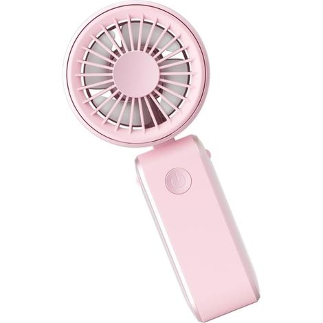 Mini ventilador portátil plegable - USB silencioso, 3 velocidades - Plástico rosa ligero para el hogar, la oficina, viajes y exteriores (1/5)