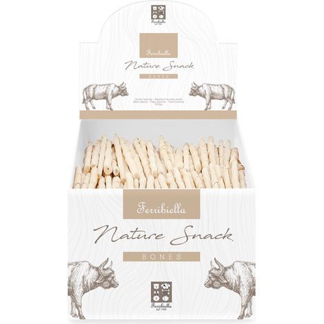 Scatola da 500 ossa cicche bianche per cani da 12 cm x 9 g ciascuna Nature Snack
