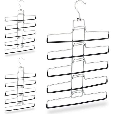 Set di 3 grucce salva-spazio per pantaloni con supporti rimovibili 52 x 33,5 x 2 cm in ferro nero 130008123