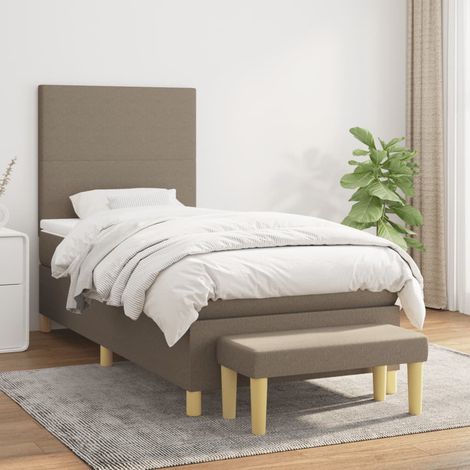 Lit à sommier tapissier avec matelas - Lit Adulte - Meuble de Chambre à Coucher - Taupe 90x190 cm Tissu VSGS660460 (1/5)