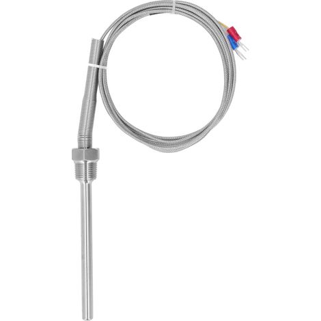 Thermocouple de type K, 0–400 °C, filetage 3/8 NPT, sonde de température en acier inoxydable 8 x 100 mm, longueur 2 m / 6,56 pi (1/5)