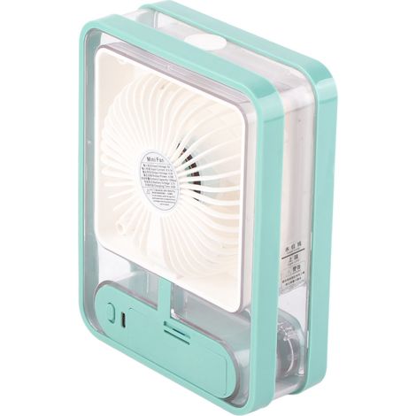Ventilateur de bureau avec brumisateur, 3 vitesses, chargement USB, silencieux, brumisateur et veilleuse pour chambre, bureau, voyage, écologique (1/5)