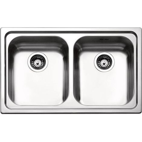 Apell 8053369620671 Serie Venezia Lavello da Incasso 2 Vasche in Acciaio Inox Antigraffio 79x50 cm colore Acciaio Inox