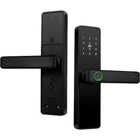 Serrure biométrique de Porte d'empreinte Digitale Noire Smart Lock App déverrouillage à Distance sans clé(Black 22 160) (1/5)