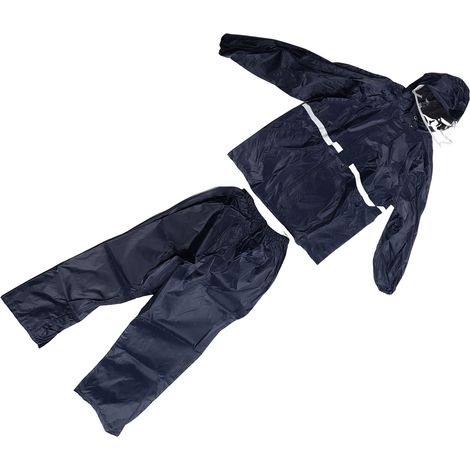 Veste coupe-vent pantalon ensemble imperméable respirant double couche ciré homme femme Oxford bleu marine XL (1/5)