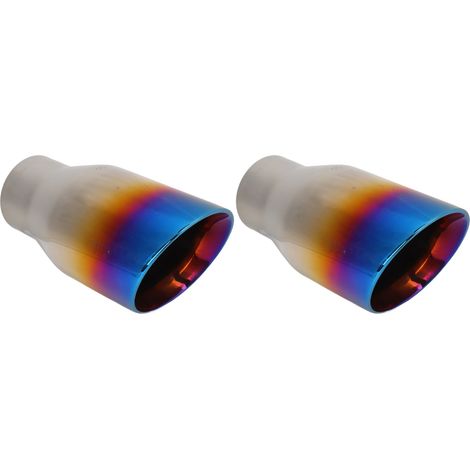 2 tuyaux d'échappement en acier inoxydable bleuté 51-76mm droits obliques brillants pour voiture (1/5)
