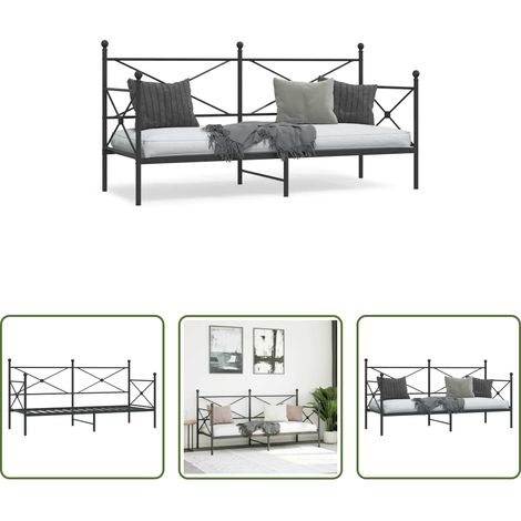 vidaXL Sommier à lattes - Lit de repos sans matelas noir 80x200 cm acier (1/5)