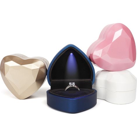 Herzförmige Ringbox mit LED-Beleuchtung, Aufbewahrungsbox für Schmuck, Ringbeutel, Geburtstagsgeschenk (1/5)