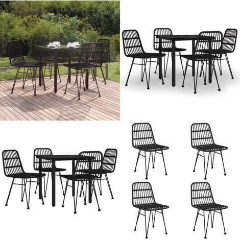 5-tlg. Garten-Essgruppe Schwarz Poly Rattan - Gartenmöbel - Gartenstuhl (1/5)