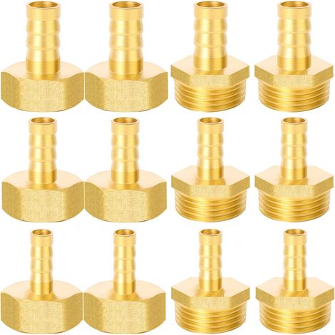 12 pieces 1/2 inch hose screw connection, 8 mm, 10 mm, 12 mm, external thread and internal thread for air hose, gas hose, water pipe (1/5)