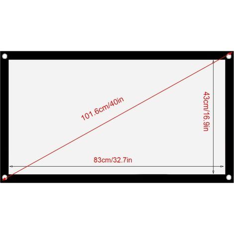 Dicker, tragbarer, weicher, knitterfreier weißer Polyester-Projektionsvorhang, Seitenverhältnis 16:9 (40 Zoll) (1/5)