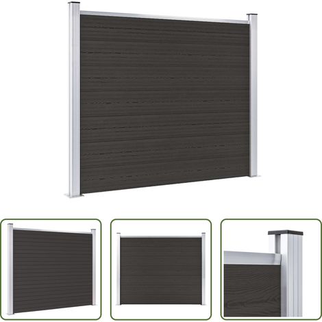vidaXL Holz Kunststoff Zaun -  Zaunelement WPC 180x146 cm Schwarz