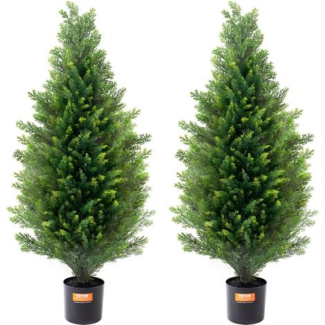 Arbre Topiaire Artificiel Cèdre, Lot de 2, 91,4 cm, avec Feuilles Supplémentaires et Pot, Feuilles Persistantes, Résistante aux UV, Ensemble Plante Artificielle pour Déco Intérieur Extérieur (1/5)