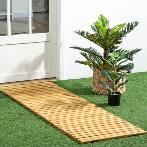 Rollbarer Gartenweg/Gartensteg aus Holz – massives Kiefernholz, 185 x 60 cm