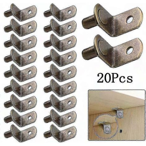 Équerres murales L 6mm pour étagères, 20 pièces chevilles supports, crochets d'armoire, fixations meubles, pattes de maintien, pinces de rangement, vis de montage, accessoires solides-YUHAO (1/5)