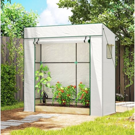 Serre tunnel pour tomates 196 x 77 x 197 cm en polyéthylène blanc HAVRYA (1/4)