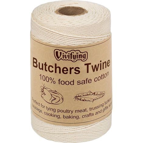 Ficelle de Boucher 200 m, Fil de Coton 3 Plis de Qualité Alimentaire pour la Cuisine, Idéale pour Ficeler la Volaille, Les Saucisses, Les Travaux Domestiques, Le Bricolage et la Décoration (1/5)