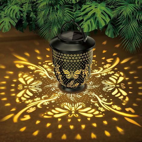 lanterne solaire exterieure pour jardin lot de 2 lampe de projection paon ajouree lampe d ambiance pour pelouse 20x12 7 cm (1/5)