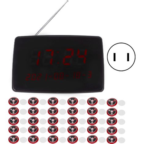 Système d'appel sans fil portable et durable, 30 boutons d'appel, réglable et stable pour patients, prise US (1/5)